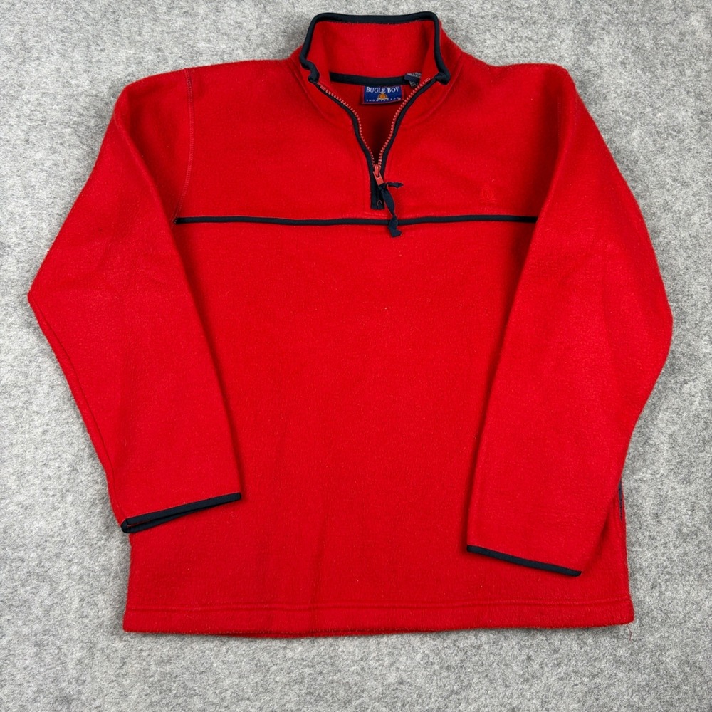 Bugle Boy Snow Fleece Pullover Mens Large Red Quarter Zip Vintage Outdoor Jacket